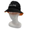 Great CELINE Hat Logo Print Quilted Bucket Hat Black Nylon Mens M 2AUB8930C Used