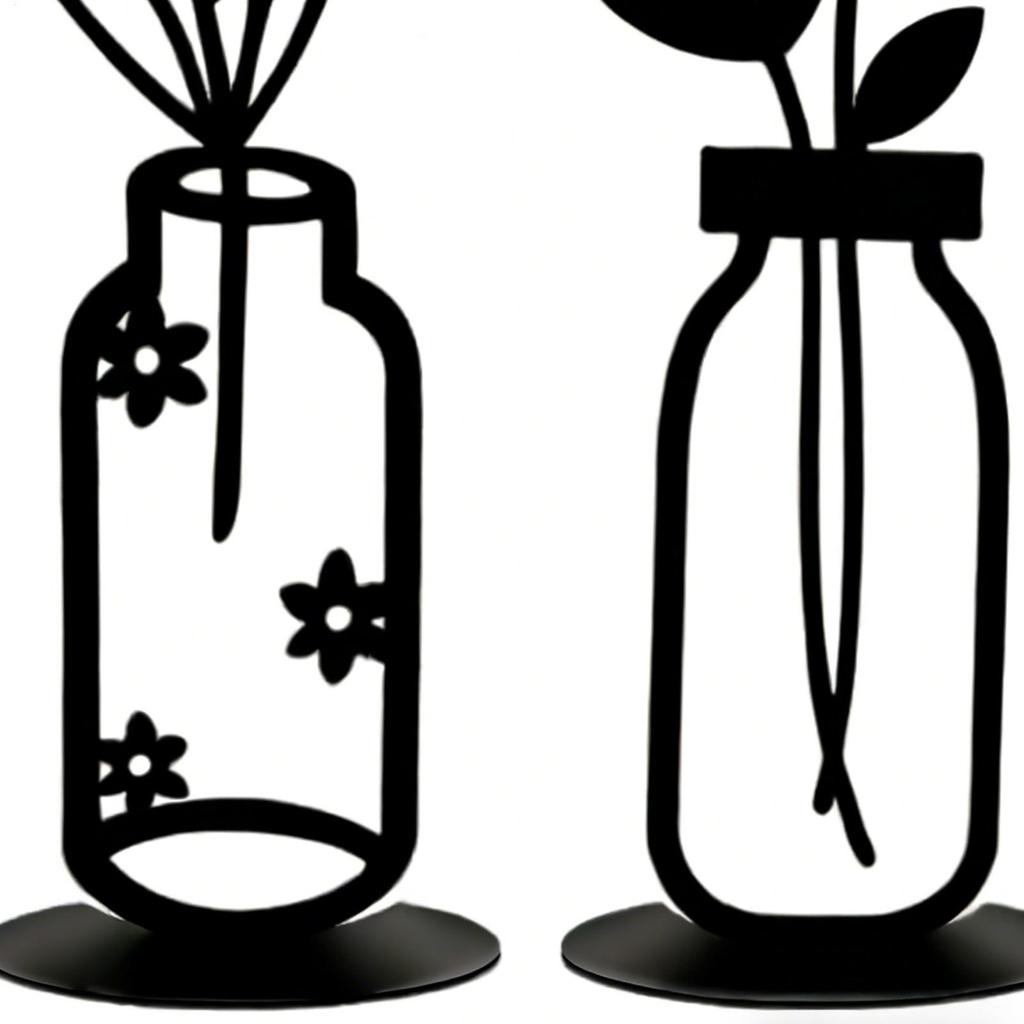 Vase Set 3 Pieces Modern Aesthetic Metal Art Statue Wall Art Table Vase Home Decor for Bedroom Living Room Kitchen Farmhouse