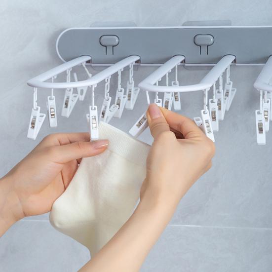 Úložný stojan Nástěnný skládací ABS silný samolepicí věšák na oblečení pro domácnost