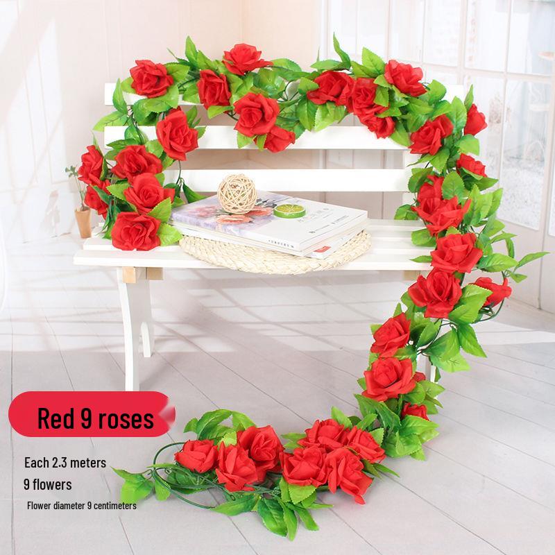 Artificial Rose Flower Vine for Balcony, Staircase, and Railings Decoration