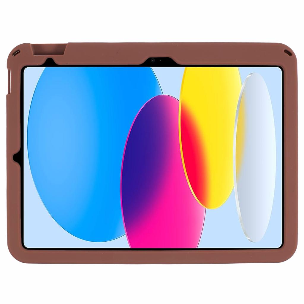 For iPad (2025)/10.9 (2022) Silicone Case Bear Kickstand Tulip Tablet Cover