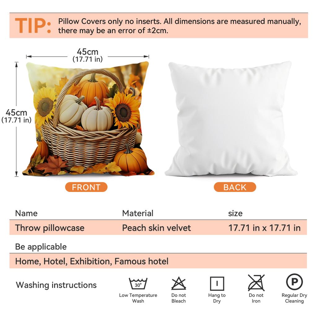 Herbst Erntedank Kürbis Kissen Kissenbezug Polyester Kissenhülle Zierkissen Kissenbezug Heim Sofa Dekor