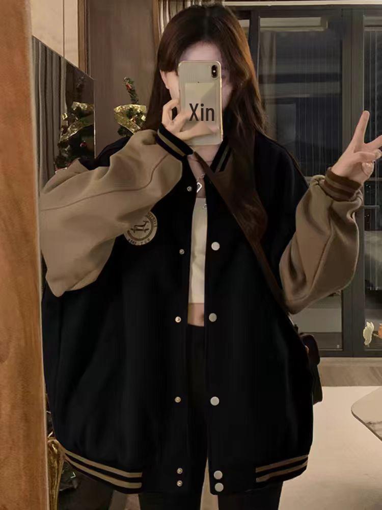 Women's Retro American Baseball Jacket 2025 – Loose, Versatile, Plus Size, Casual Spring/Autumn Couples Top