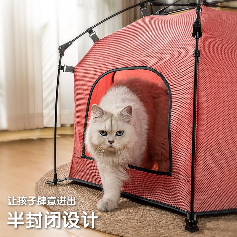 Foldable Pet Dog Cat Cage Summer Pet Special Camp Bed Fence Ice Pad Dog Cage Breathable Cat Supplies