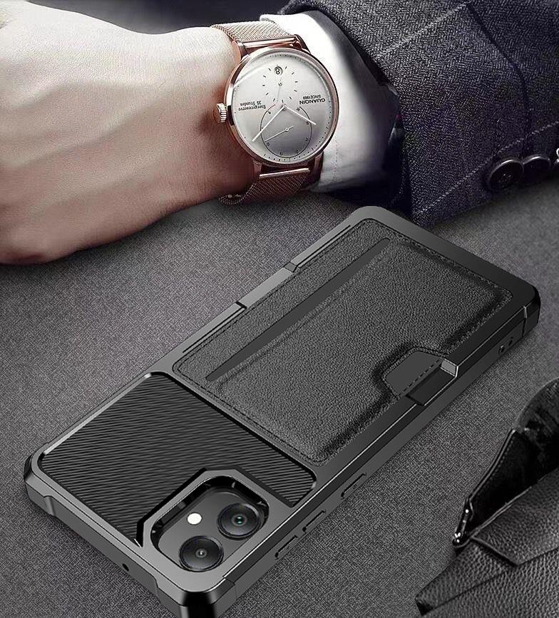 

For Samsung Galaxy A05 4G Case with Card Holder ZM02 Shockproof PU+TPU Cover A