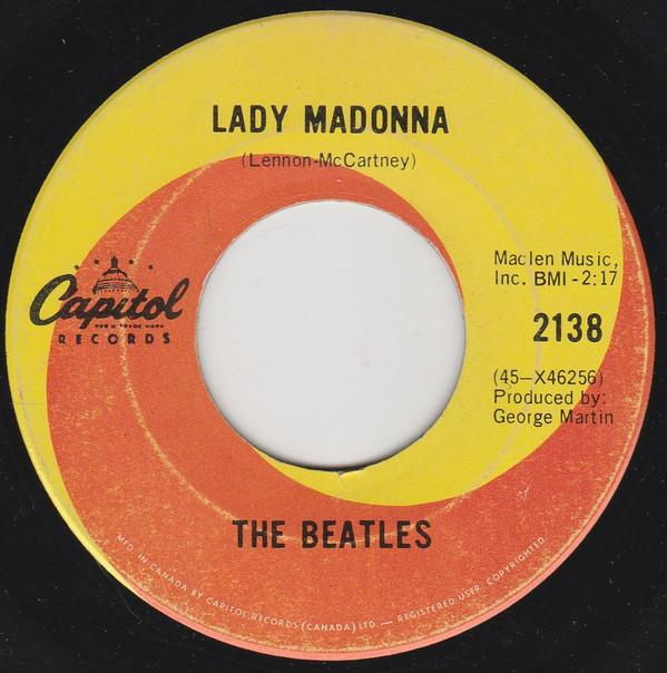 

7inch Record BEATLES Lady Madonna 2138 Capitol Records 1968 Canada Rock Used