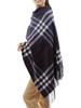 RAINBOW Large Thick Cashmere 70cm Wide X 200cm Long 100% Stole, Plaid, (Navy Check)
