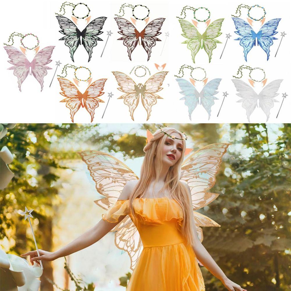 Fluttering Wings Fairy Butterfly Wings Creative Dress Up Wings Set Elf Wings Costume  Photo Prop