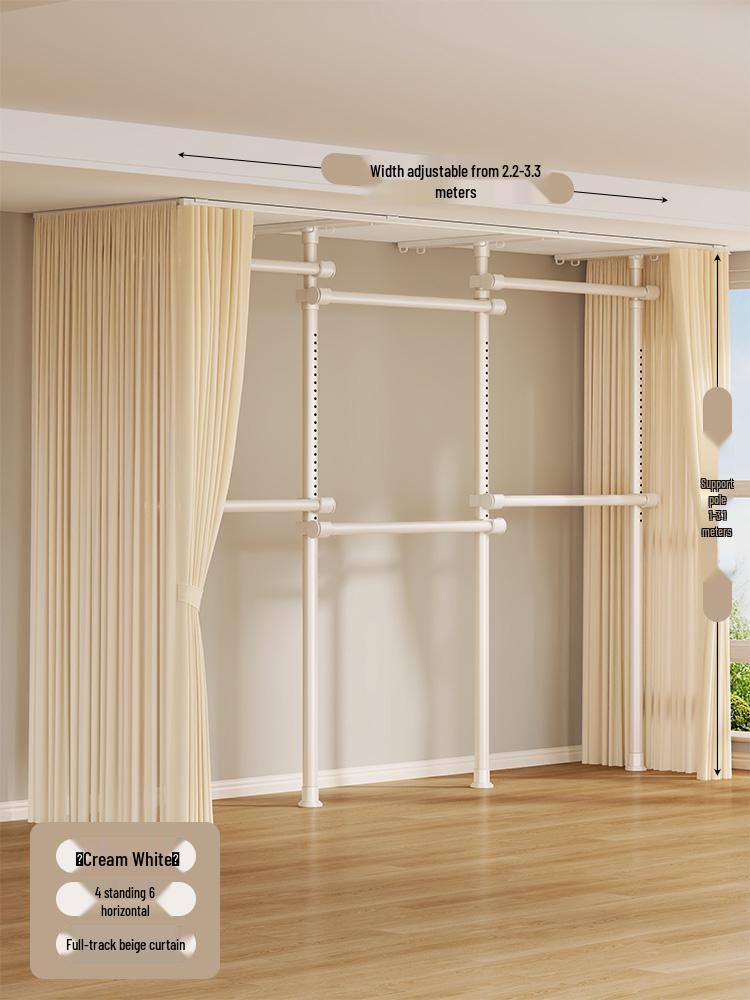 Floor-Standing Clothes Rack: Bedroom Hanger, Retractable Drying Rod, Coat & Hat Rack.