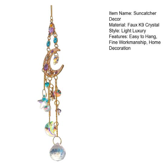 Faux Crystal Suncatcher Decoration Indoor Outdoor Garden Window Wall Hanging Rainbow Maker Sun Moon Star Ornament Pendant