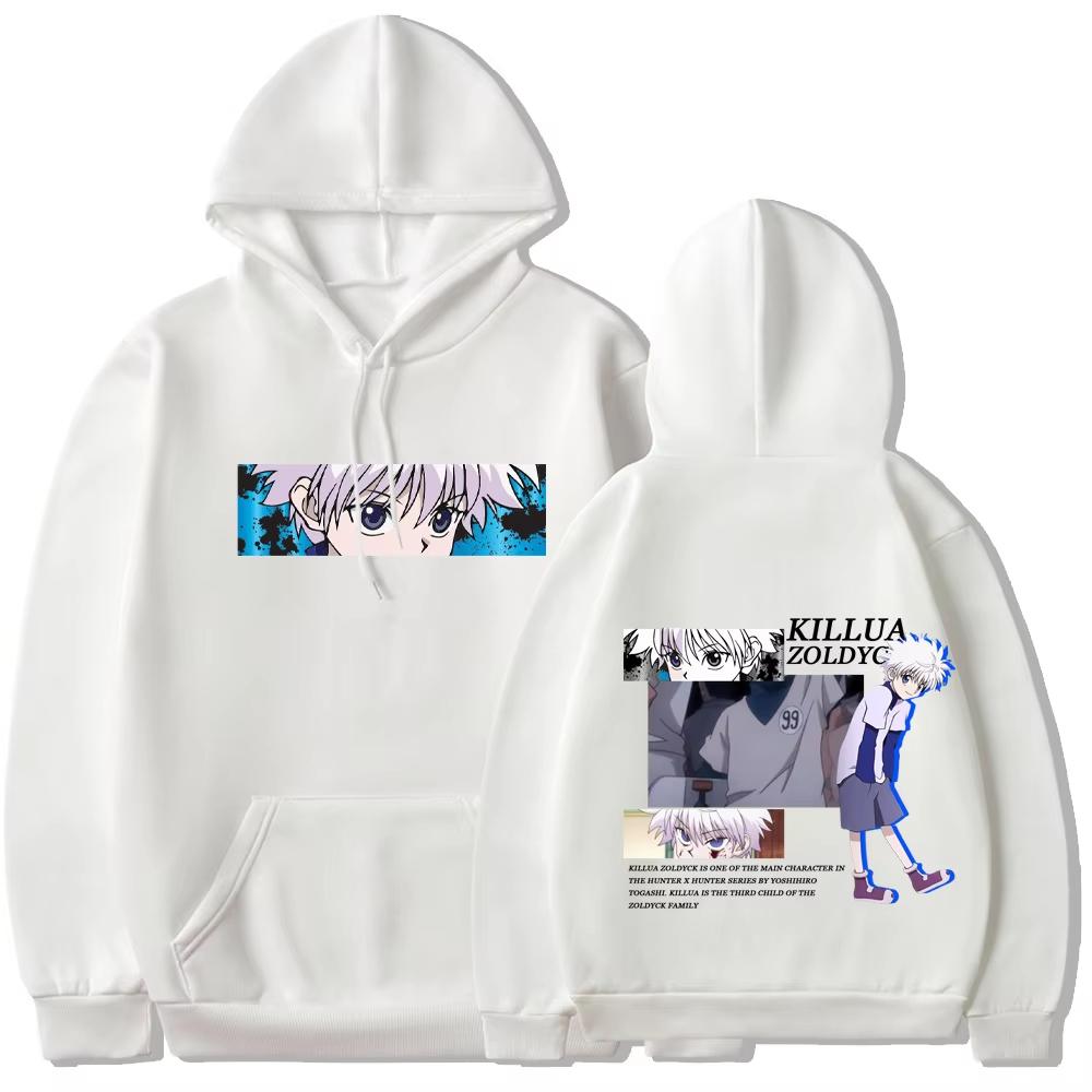 Hot Anime Hunter X Hunter Killua Zoldyck Print Hooded Men Women Manga Hoodies Oversized Casual Streetwear Harajuku Sweatshirt
