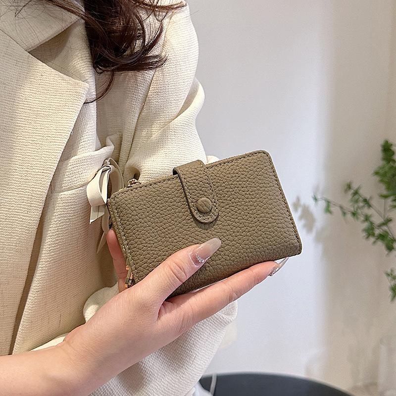 New women's short wallet women's lychee pattern fashion card bag fashion ID card tide
