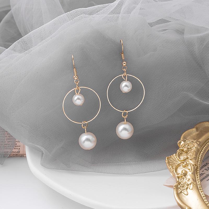 Dongdaemun New Internet Celebrity Pearl Long Fringed Earrings Ins Round Commuter Size Pearl Earrings
