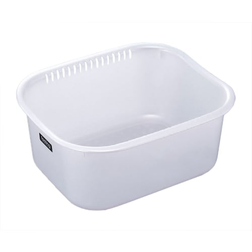 Inomata Chemical Feeling Square Washtub, 35cm Wide, Pearl White