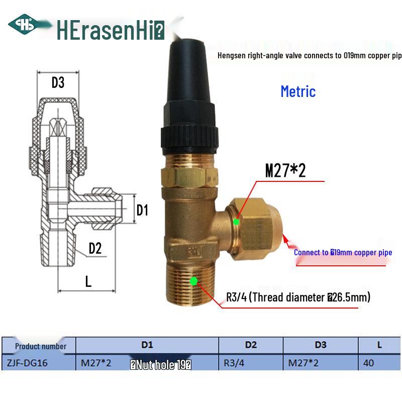 Refrigeration Equipment Right Angle Copper Valve: 6-19 Manual Stop Valve for Air Conditioning Liquid Storage