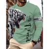 T-shirt da uomo a maniche lunghe con stampa a righe 3D, top da uomo comodo, traspirante e versatile