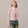 [French Lady Style Color Contrasting Sweater] Women's 25 Year Winter Edition Reduced Age Commuting Wear with Twisted Flower and Wool Cardigan