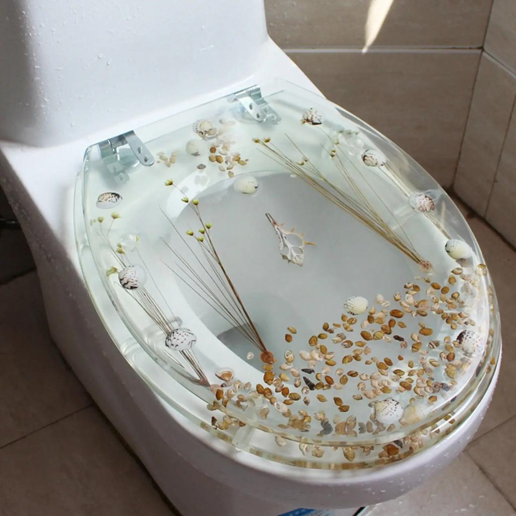 Transparenter Toilettensitz, wunderschöner Toilettendeckel aus Harz, Soft-Close-Design, leicht zu reinigen, geeignet für Badezimmer zu Hause, U-förmiges Design