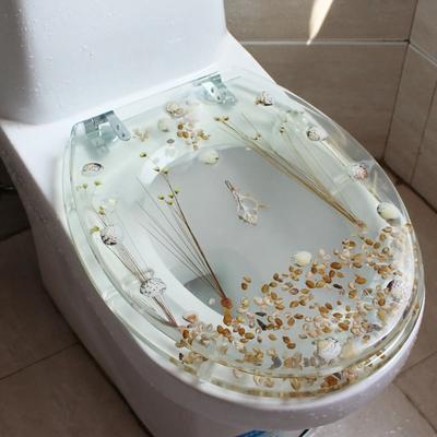 Sedile WC trasparente, bellissimo coperchio WC in resina, design a chiusura rallentata, facile da pulire, adatto per bagni domestici, design a forma di U