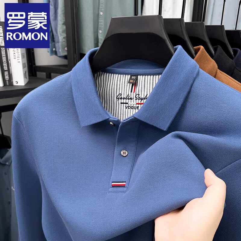 Romensi Men's Casual Business Long Sleeve Polo Shirt