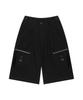 Aejeuyua Pintuck Stitch Bermuda Pants Black