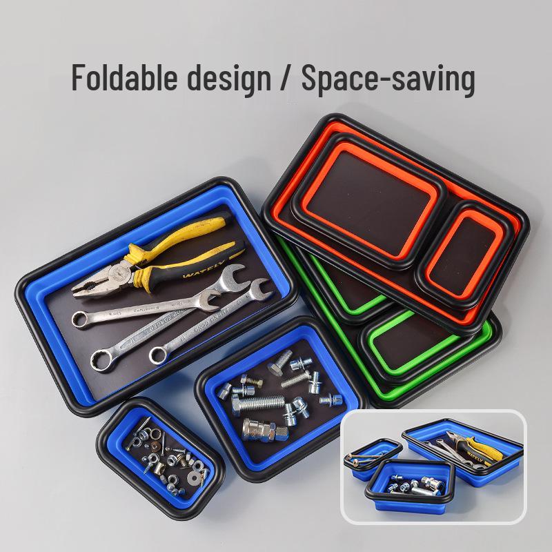 Silicone Magnetic Wrench & Screw Tool Tray - Foldable Storage Box
