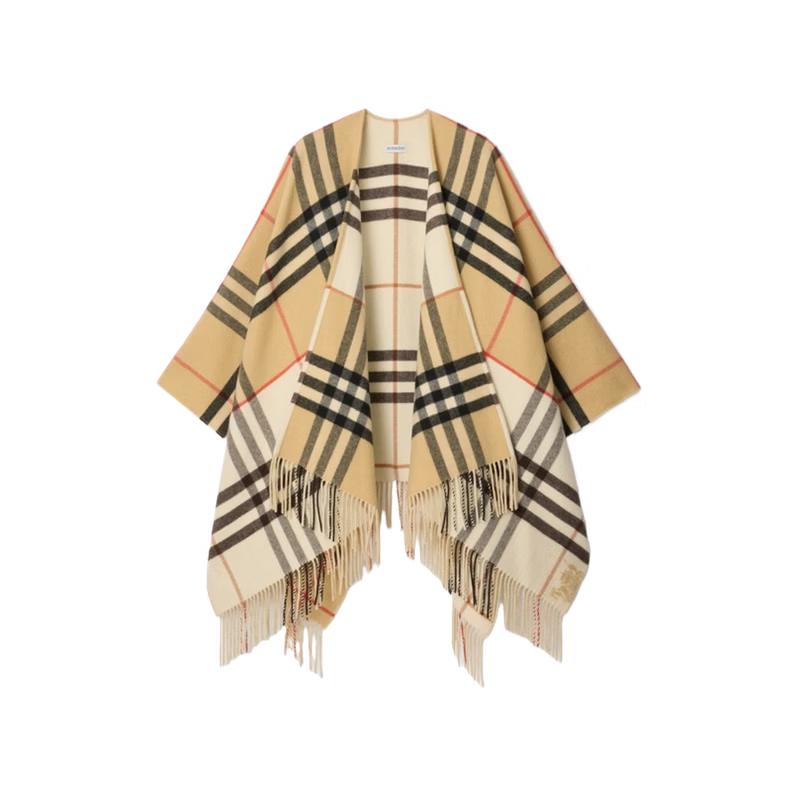 

Кейп Burberry з контрастною кліткою, суміш кашеміру та вовни One Size