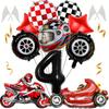 12pcs Racing Party Decoration 40inch Black Number Balloon Plaid Balloon Tire Motorcycle Balloon Striped Racing Tire Grid Digital