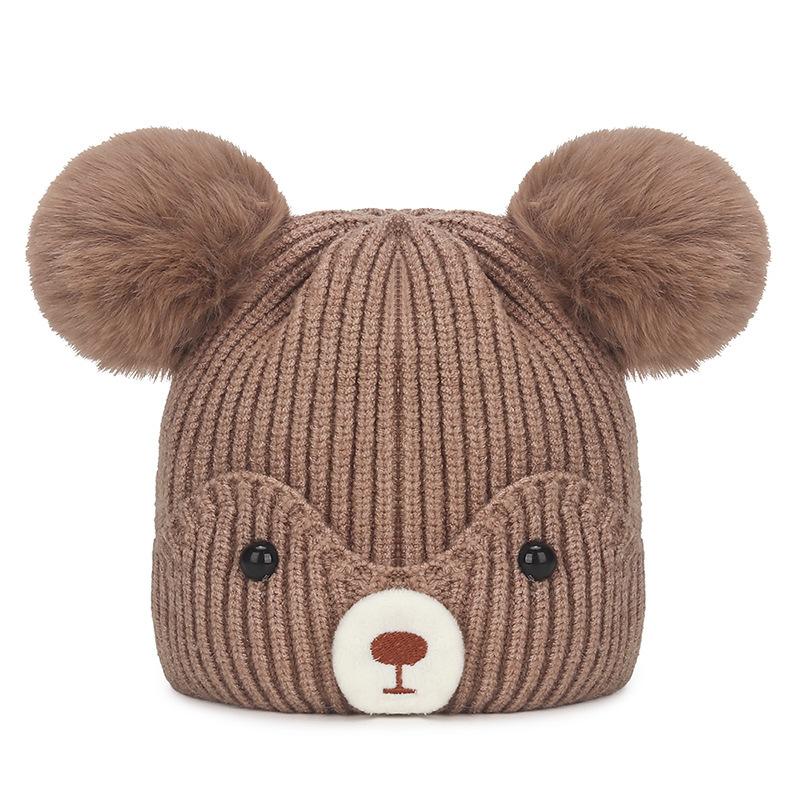 NORTHWOOD Winter Warm Baby Fur Ball Knitted Hat Cute Boys Girls Cold-proof Woolen Knitted Beanies Hat Soft Children's Hat