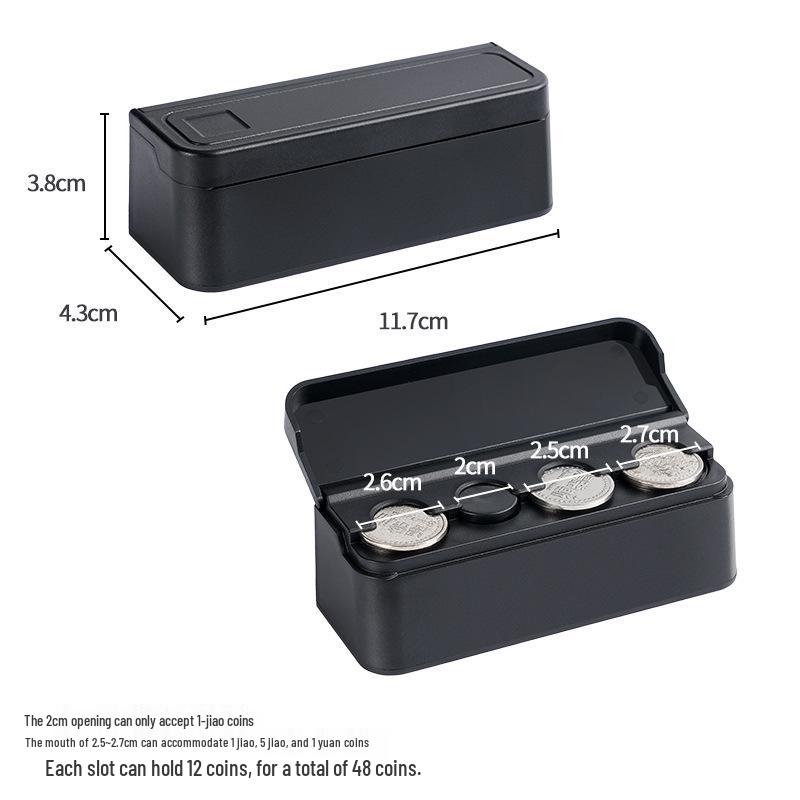 Car Coin Box with Adhesive Film - Cash & Change Organizer Storage Box Interior