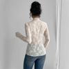 Spring Women's New Style Women's Butterfly Jacquard Mesh Slim Fit Small Stand Collar Long Sleeve T-Shirt Top