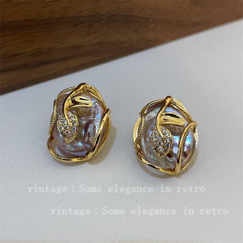 Baroque Natural Pearl Earrings for Women Elegant Minimalist Stylish Ear Jewelry