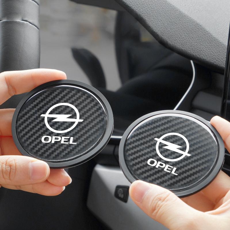 2Pcs Car Carbon Fiber Pattern Coaster Non Slip Water Cup Mat Anti-Dirt For Opel Insignia Astra J Zafira Corsa D Mokka Meriva OPC