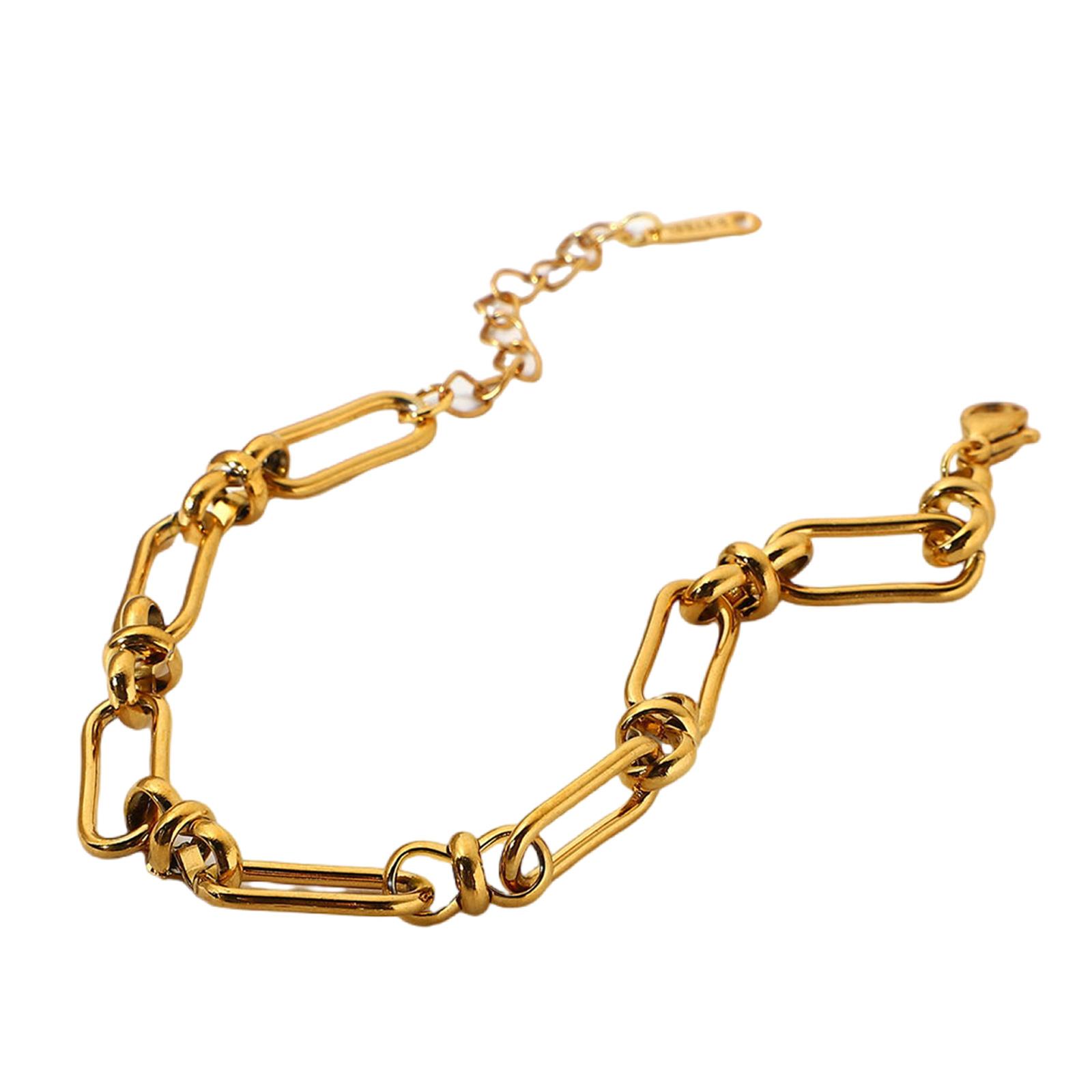 

Elegant U Shaped Stainless Steel Lock Crosses Link Chain Bracelet Set In 18K Gold Plating Casual Wear Daily Use