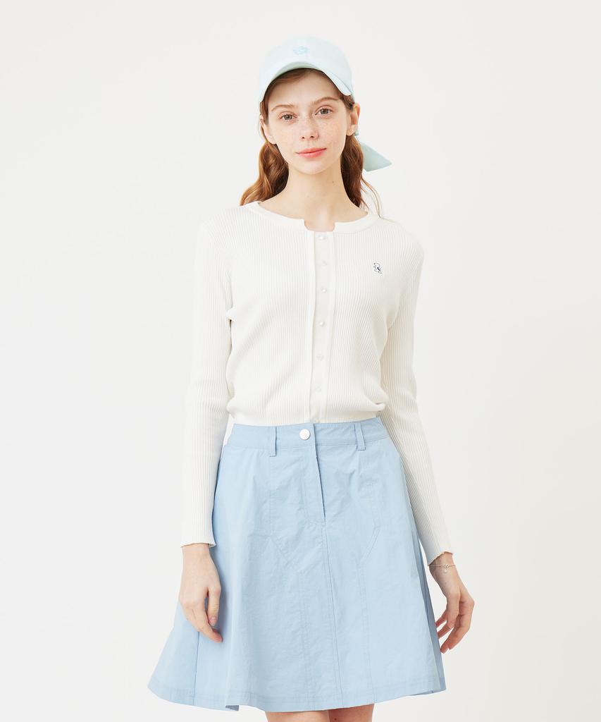 AVEN Button Point Round Neck Knit White