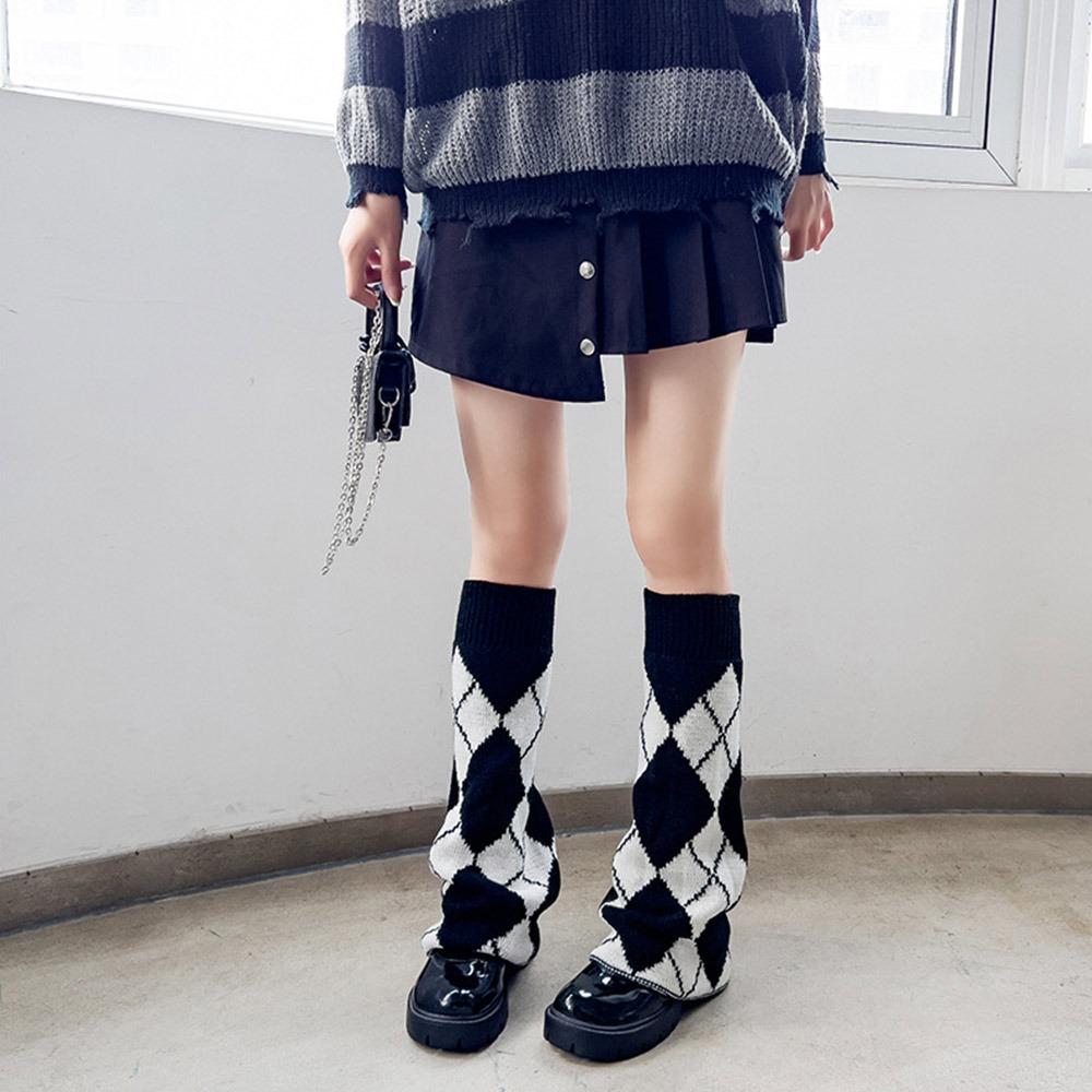 Star Pattern Punk Leg Warmers Cross Design Knitted Leg Warmers Leg Cover Accessories  Winter