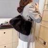 Luxury Furry Shoulder Bag Solid Color Soft Tote Bag Large Capacity Fluffy Clutch Bag