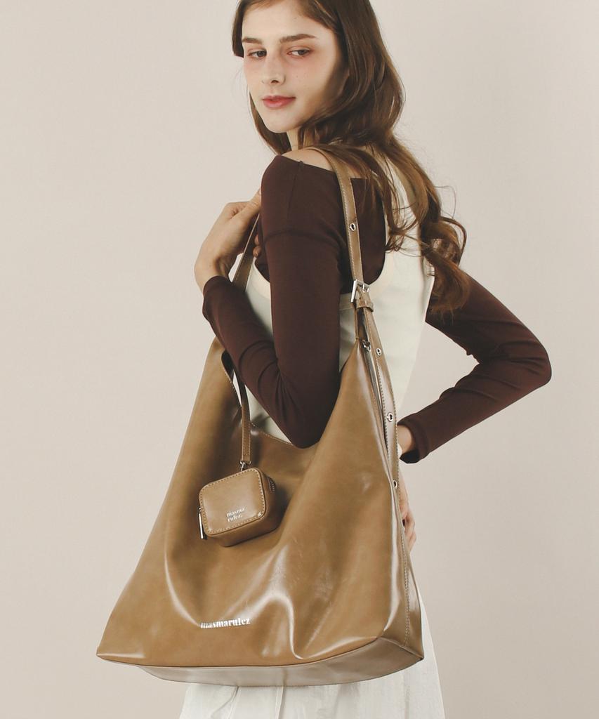 Masmarulez [Pouch Set] Bella Leather Shoulder Bag_Mocha Brown