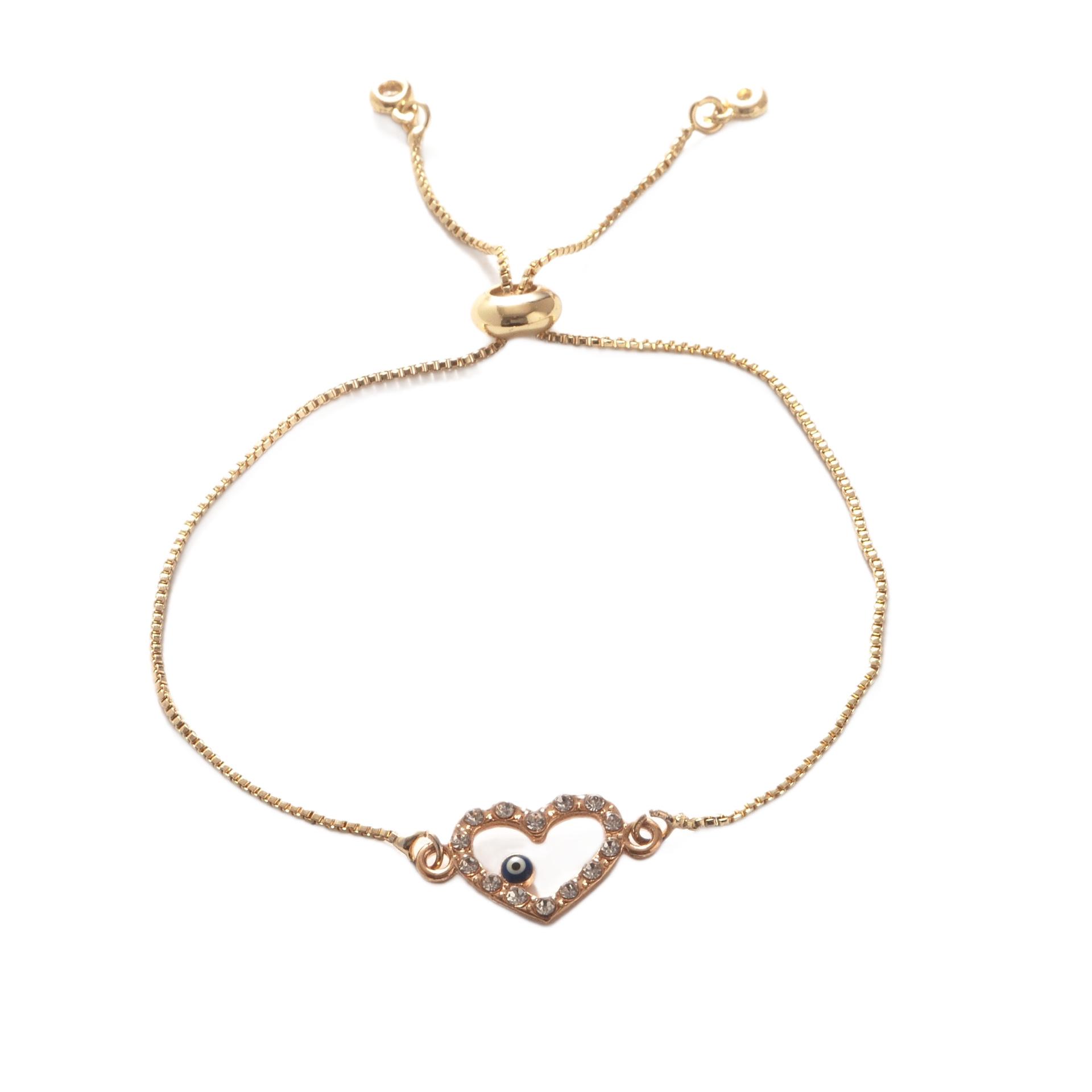 Регулируемый браслет с глазами-сердечками из страз для женщин – Простая мода с юго-восточноазиатским акцентом