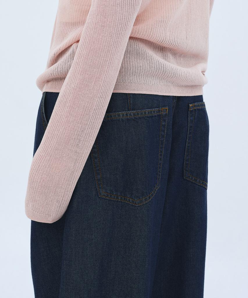 MUSINSA STANDARD WOMAN Women'S Tencel One-Pleat Extra Wide Denim Pants [Deep Indigo]