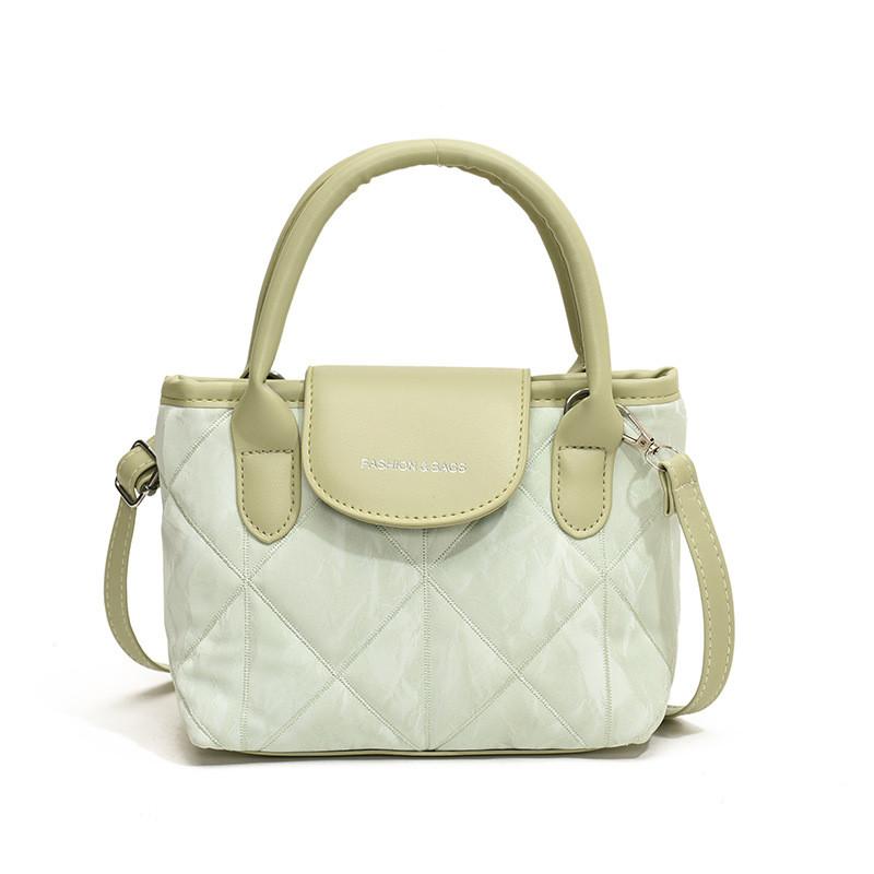 

Стильная маленькая сумка-ведро Ins 2024 Осень Новая стеганая сумка через плечо в зеленом, серебристом, белом, черном, розовом цвете зелёный