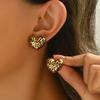 Stud Earrings for Women Heart Shape Leopard Print Temperament Metal Ear Accessories Holiday Party Gift Fashion Jewelry