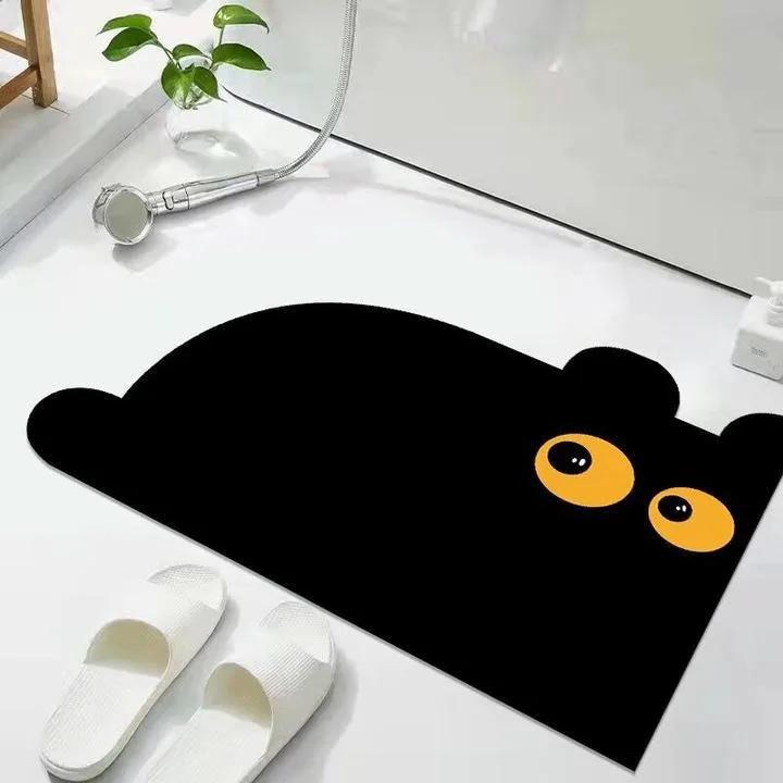 Cute Cat Bathroom Mat Waterproof Non-slip Doormat Toilet Floor Rug Absorbent Non Slip Decor Door Mat Quick-Dry  Diatom Mud Mat