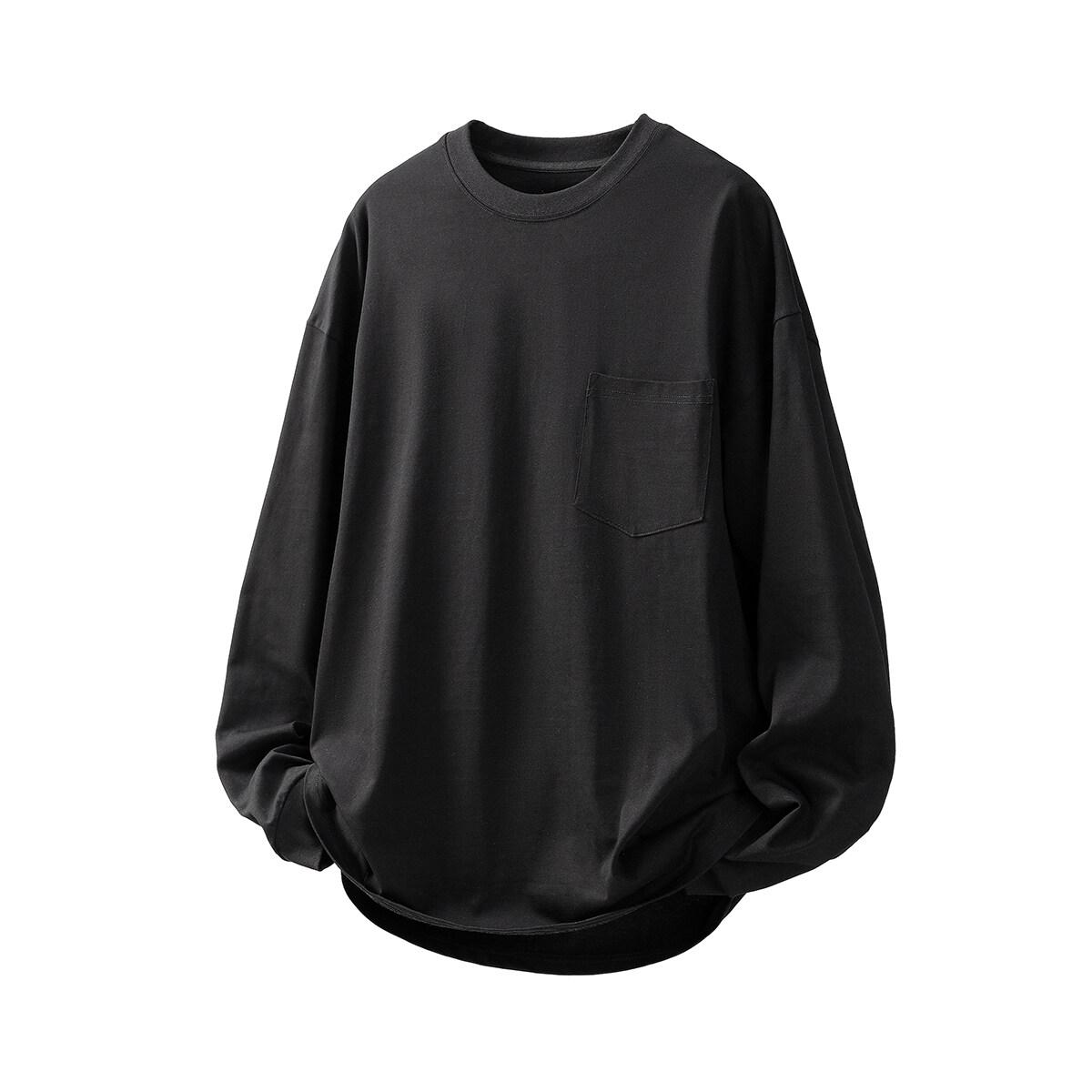 

2025 Весна Осень Мужская Футболка с Длинным Рукавом Мужская Повседневная Корейская Футболка Мужская Однотонная Хлопковая Майка Мужская Оверсайз Черная Футболка 5XL чёрный
