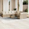 Vidaxl 11-Cz. Garden Furniture Set With Cushions, Beige, Poly Rattan