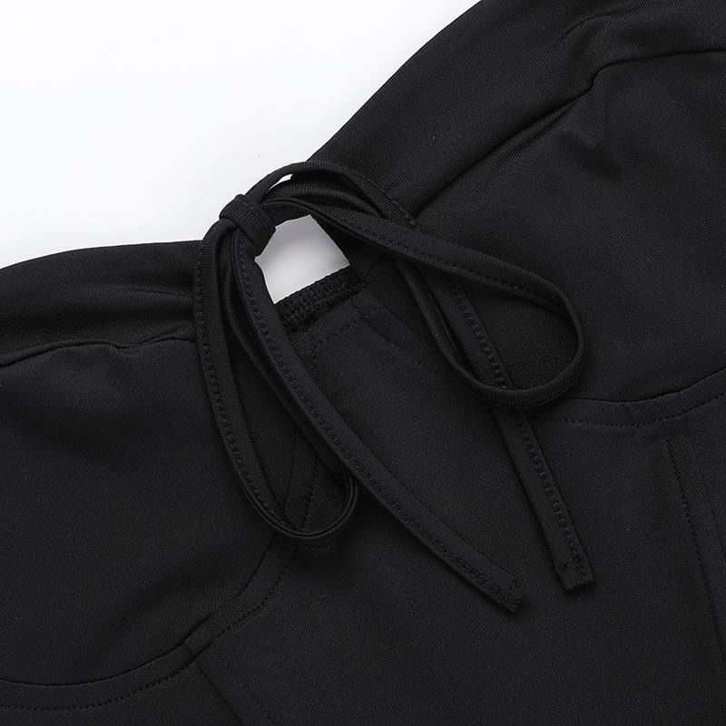 Women's Summer Sleeveless Shoulderless Strap Tube Solid Color A-line Tulle Picture Mini Dress