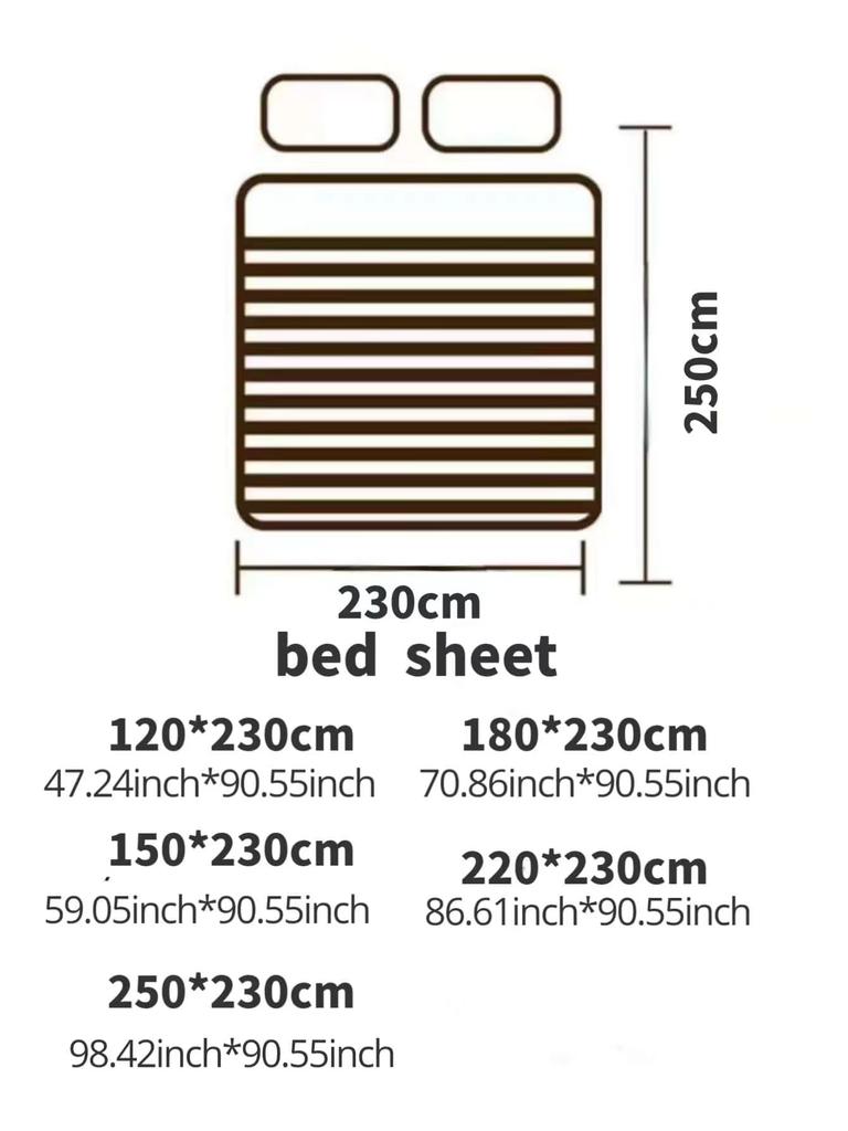 1 piece of printed bed sheet. Single bed. Double bed. Comfortable bedding. Suitable for all seasons (excluding pillowcases)