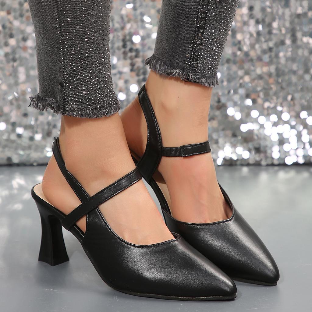 Summer New Elegant Fashion Show Baotou High Heels Women's Fashion Comfortable Coarse Heels Banquet Casual Single Shoes