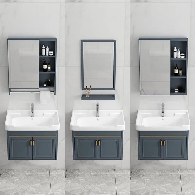 Nordic Home Bathroom Furniture Ceramic Sink Set Mirror Floor Metal Cabinet Toilet Shower Modern Display Bathroom Cabinet