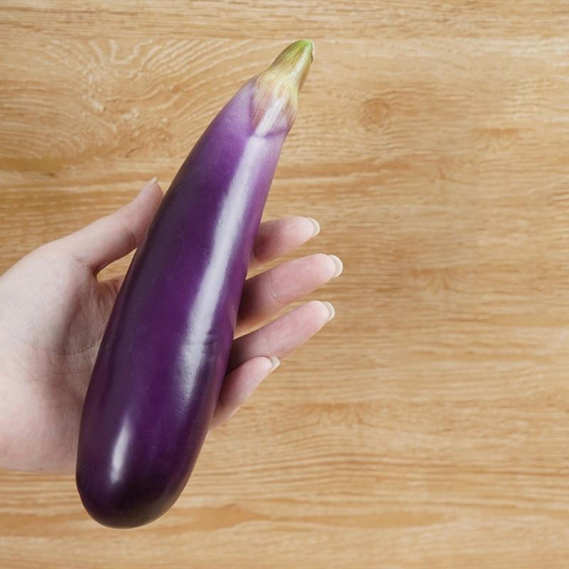 2pcs Lightweight Foam Eggplants Artificial Eggplants Simulated Vegetable Simulation Aubergines Accessory Home Decor